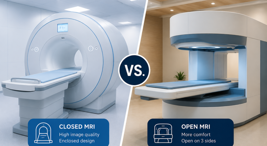Open MRI vs Closed MRI comparison showing both MRI scanner types side by side to help patients understand comfort, design, and diagnostic imaging options.